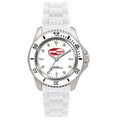 Pedre Unisex Deep Silver Tone Watch W/ White Silicon Strap